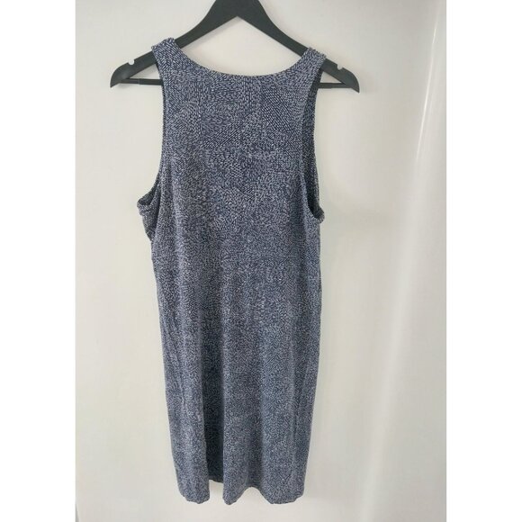 Athleta High Neck Santorini Sleeveless Dress Navy Print Sz L - Picture 3 of 10